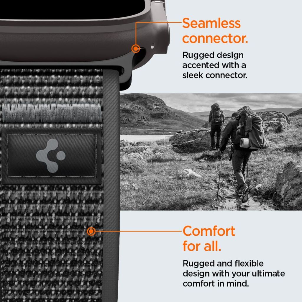 Spigen Athlex Air 2 Kellonranneke Apple Watch 44/45/46/49mm - Musta/Harmaa