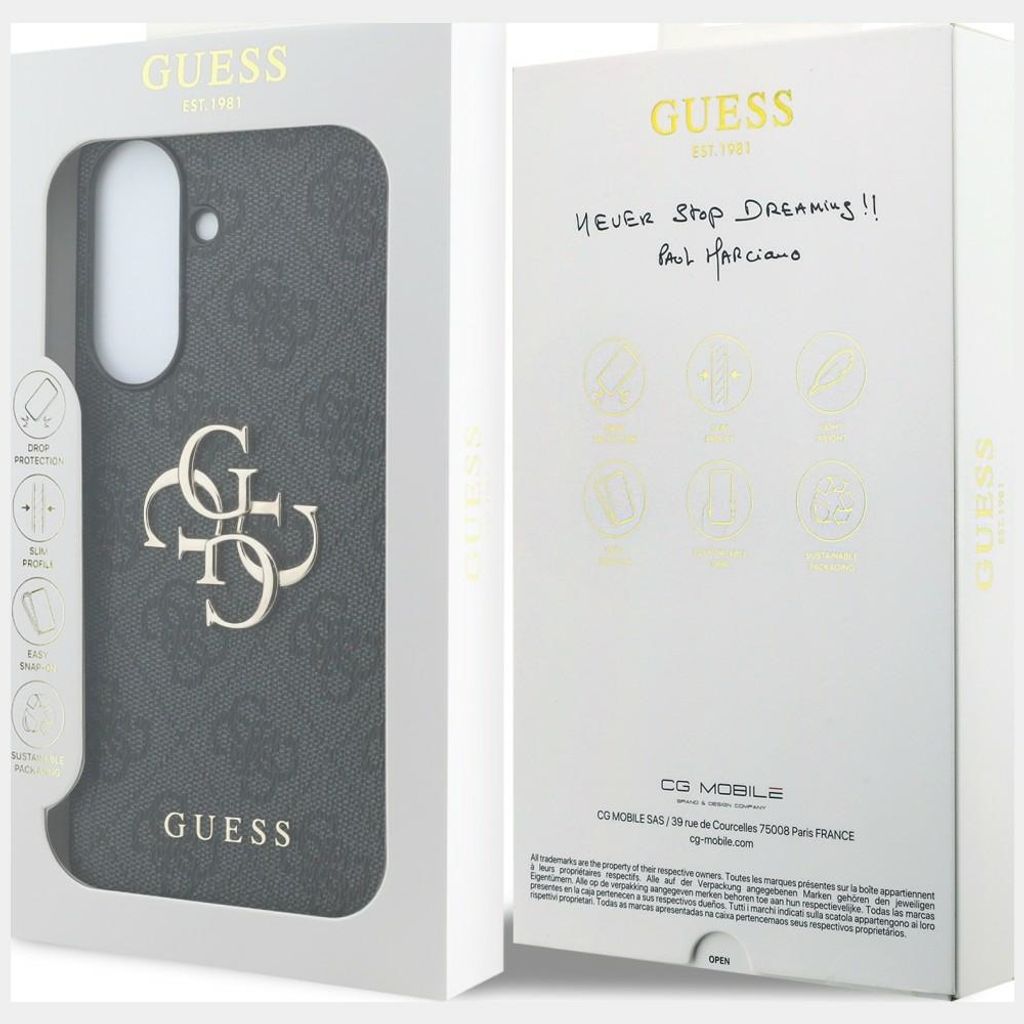 Guess Leather 4G Metal Logo Cover til Samsung Galaxy A57 5G - Sort
