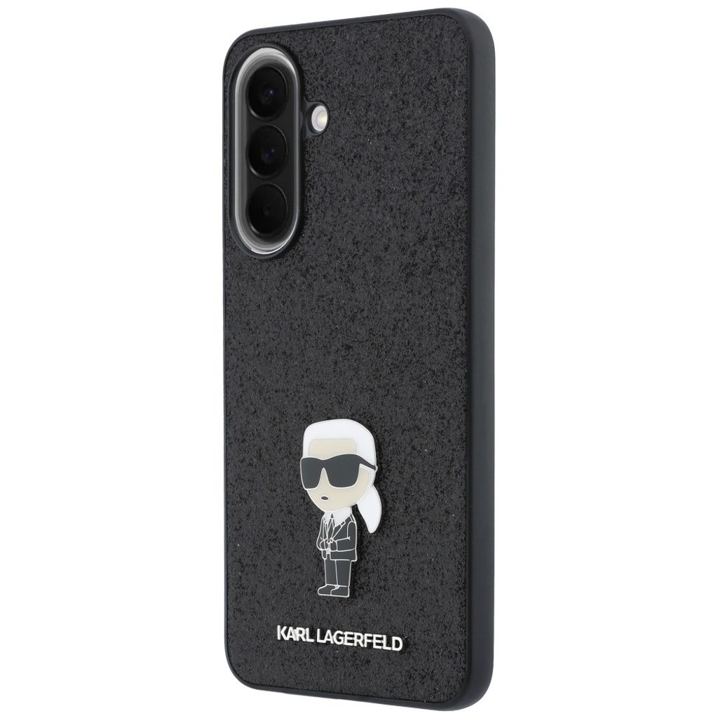 Karl Lagerfeld Fixed Glitter Ikonik Logo Metal Pin Cover til Samsung Galaxy A57 5G - Sort
