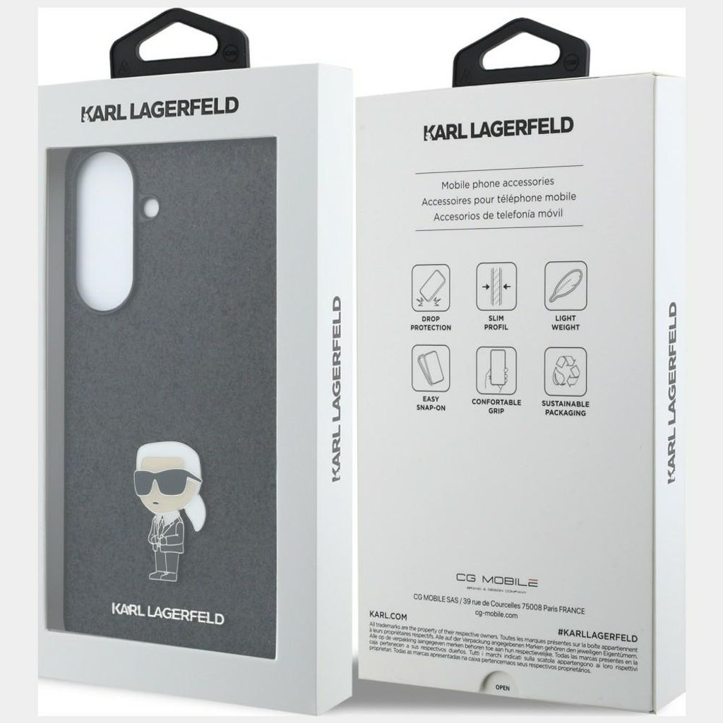 Karl Lagerfeld Fixed Glitter Ikonik Logo Metal Pin Cover til Samsung Galaxy A57 5G - Sort