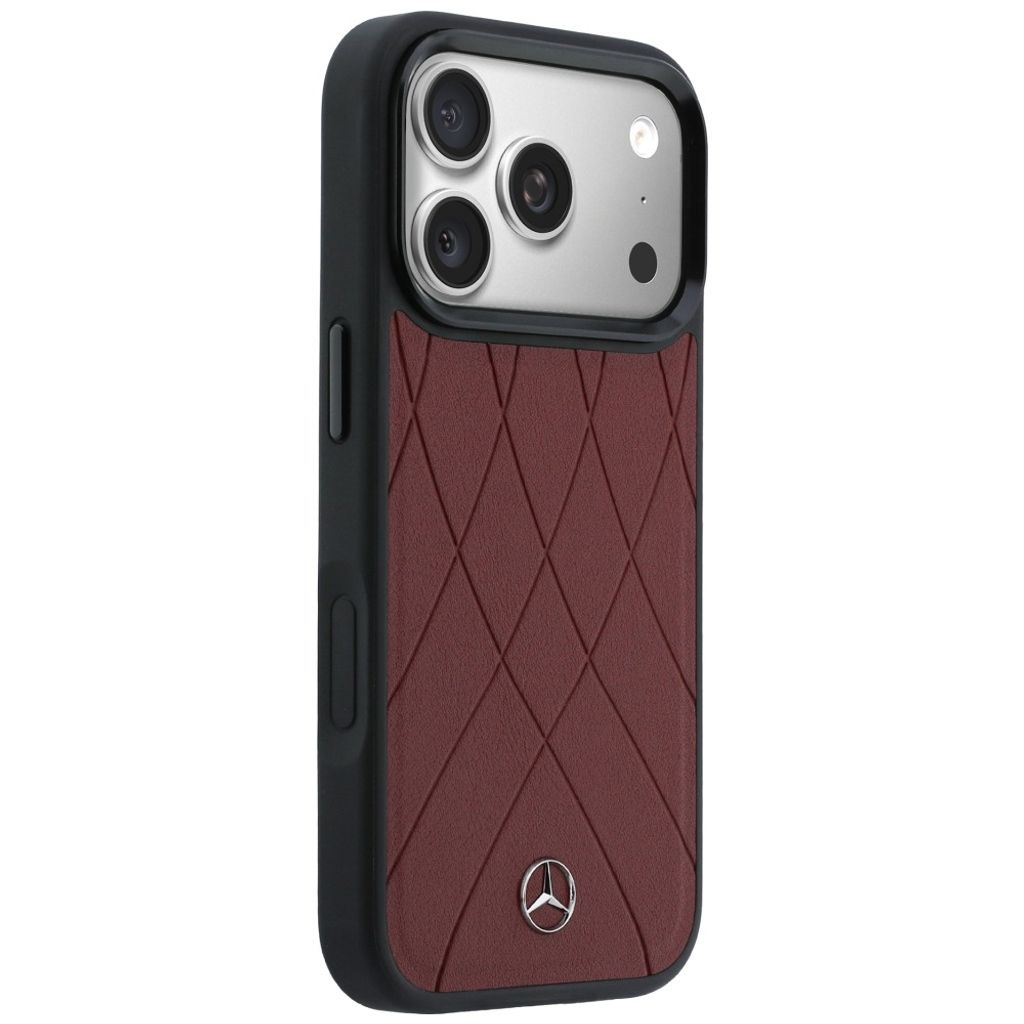 Mercedes Leather Crossed Lines MagSafe -kuori till iPhone 17 Pro Max - Punainen
