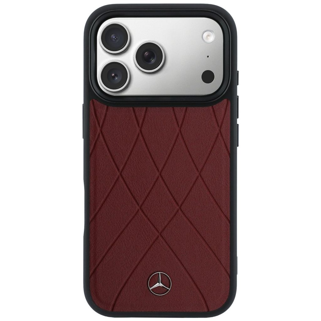 Mercedes Leather Crossed Lines MagSafe -kuori till iPhone 17 Pro Max - Punainen