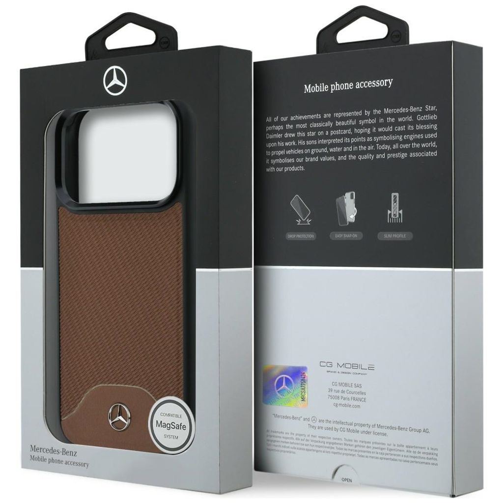 Mercedes Leather Wood Effect MagSafe -kuori till iPhone 17 Pro - Ruskea