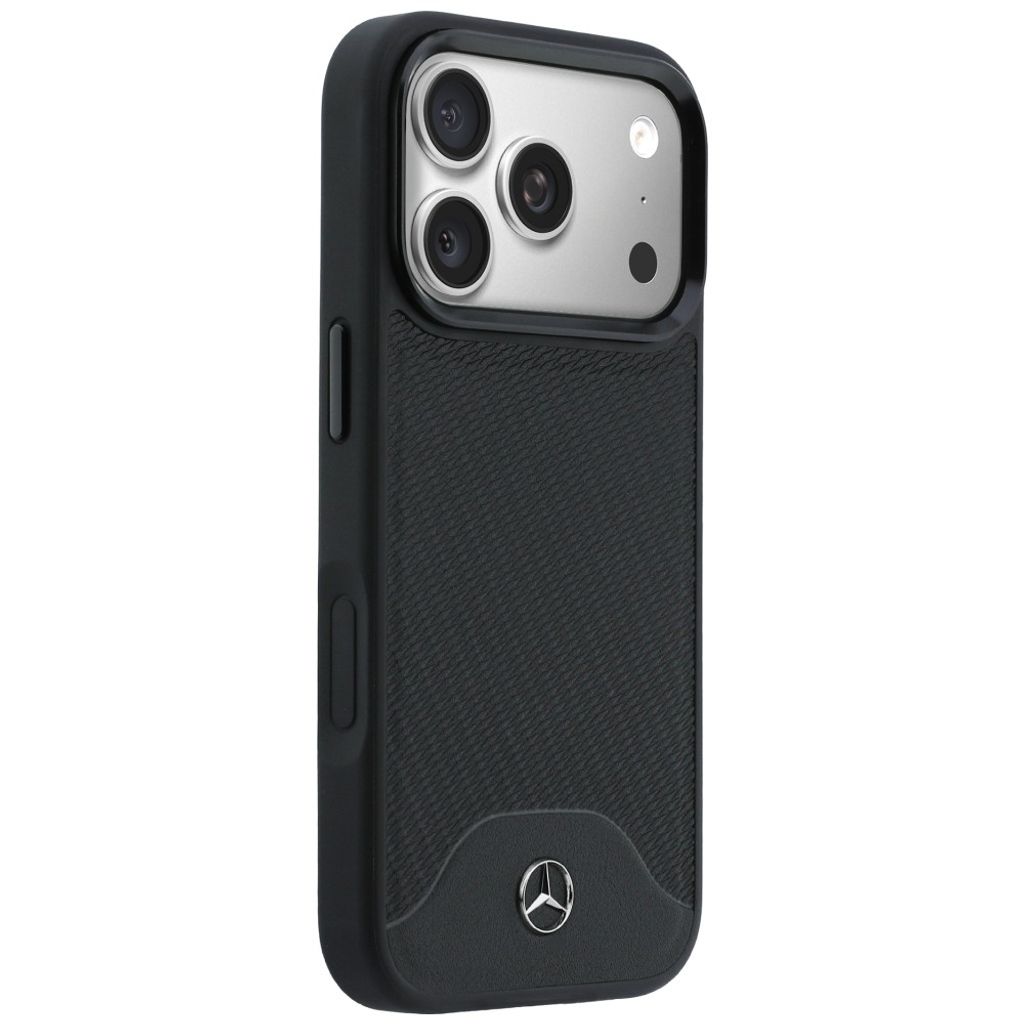 Mercedes Leather Wood Effect MagSafe -kuori till iPhone 17 Pro - Musta