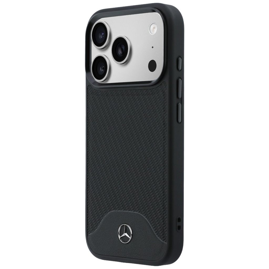 Mercedes Leather Wood Effect MagSafe -kuori till iPhone 17 Pro - Musta