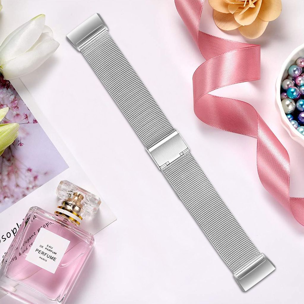Fitbit Charge 6/5 Kellonranneke, Ruostumaton teräs - hopea