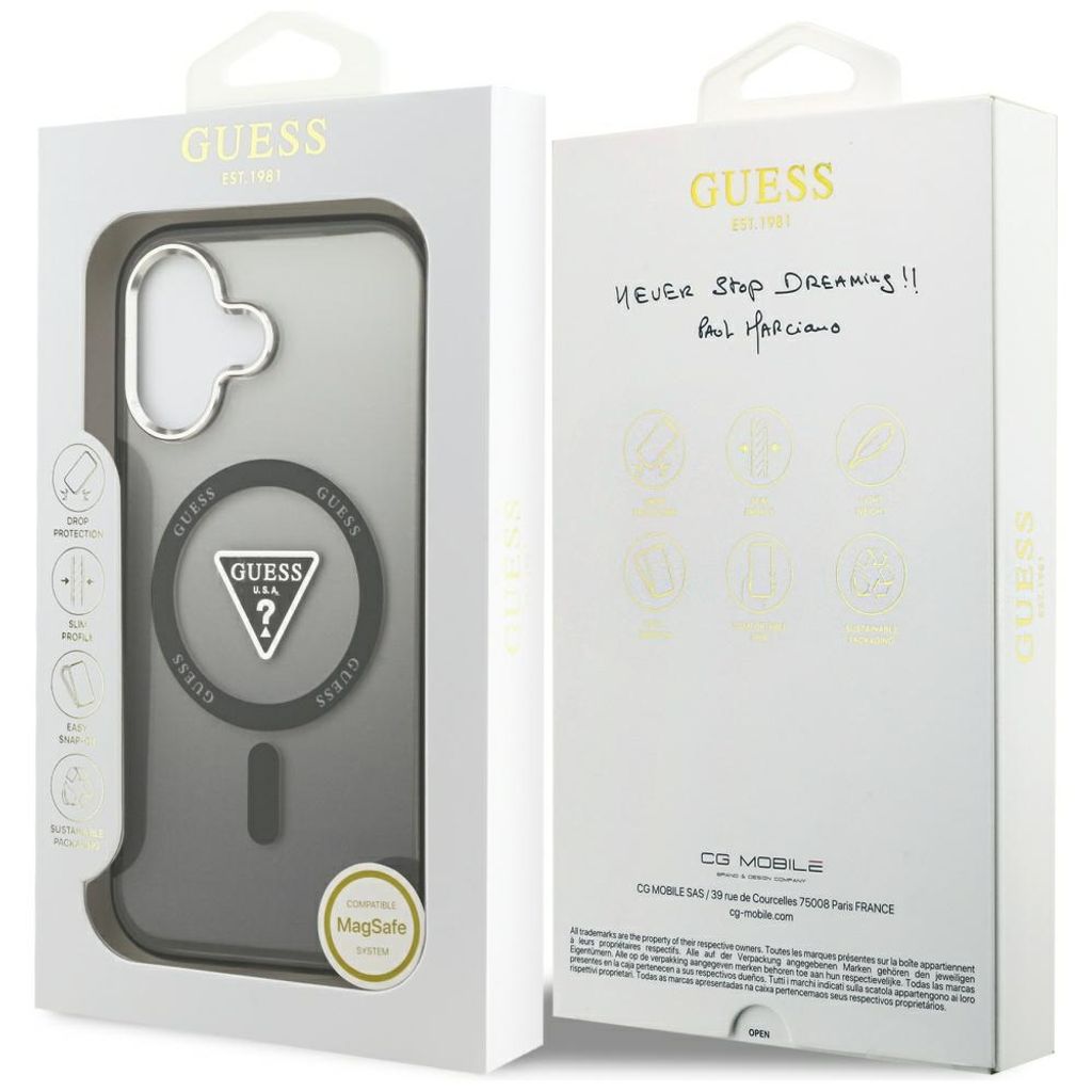 Guess IML Gradient Triangle Logo MagSafe -kuori till iPhone 17 - Musta