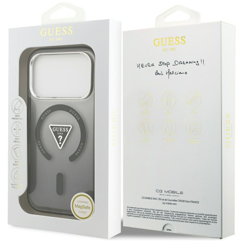 Guess IML Gradient Triangle Logo MagSafe -kuori till iPhone 17 Pro - Musta