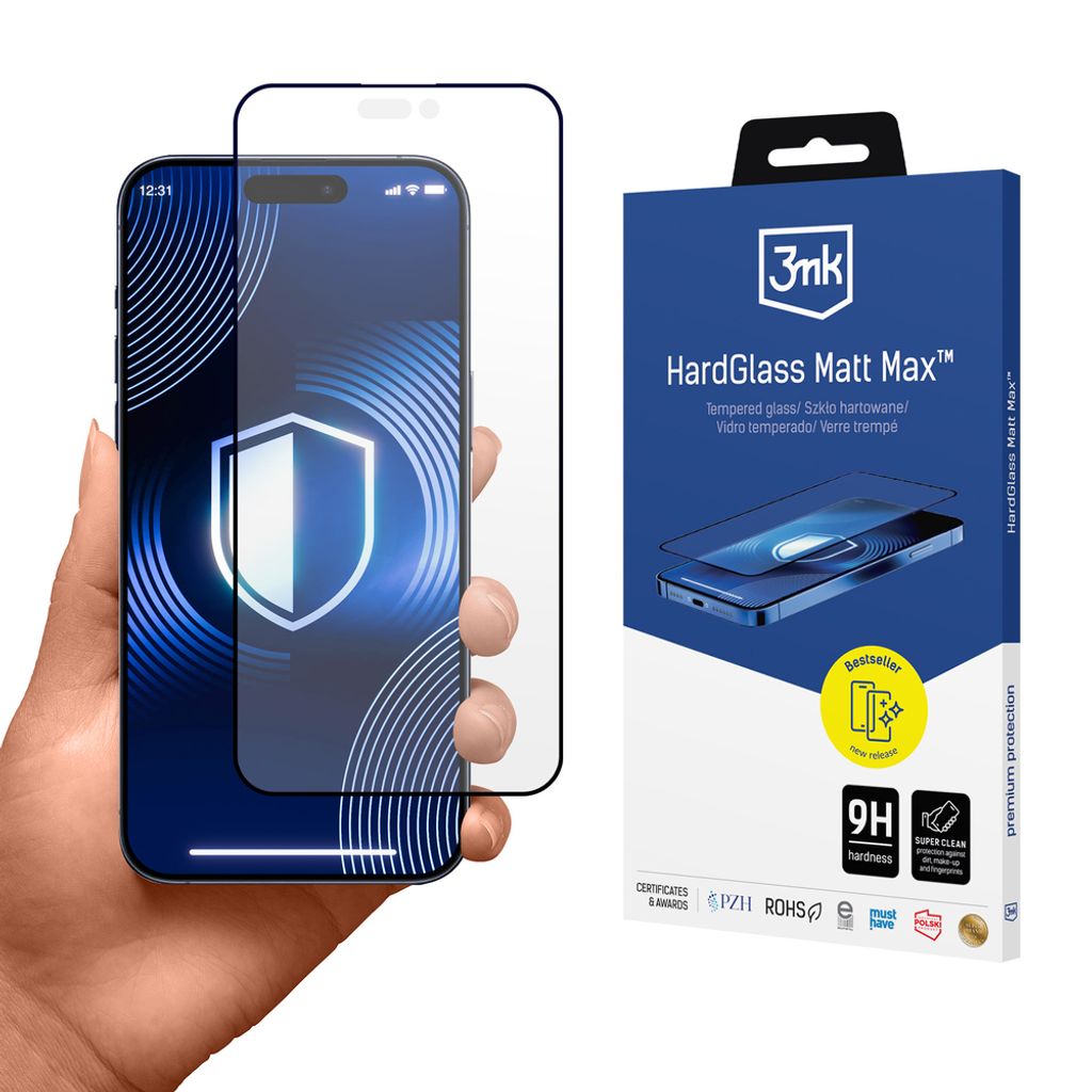 3mk HardGlass Matt Max -näytönsuoja iPhone 18 Pro/17 Pro:lle