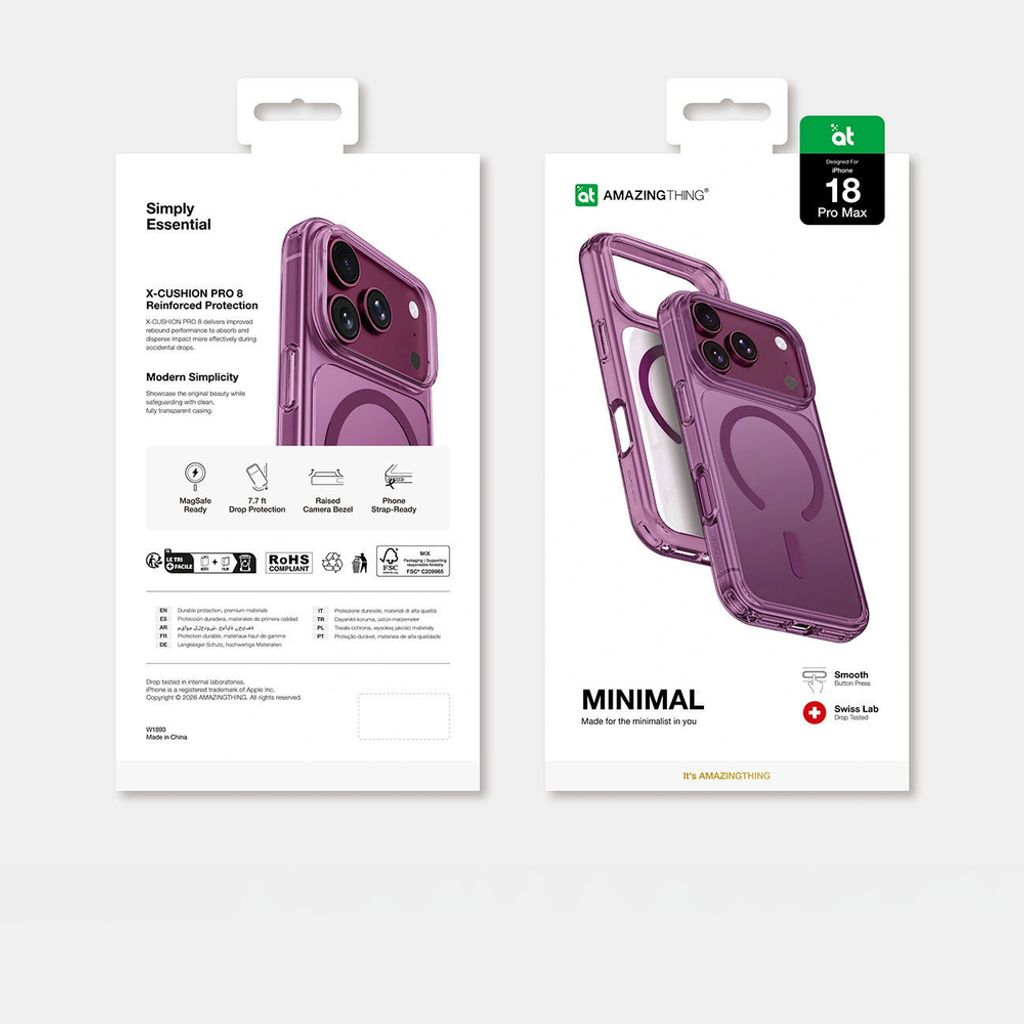 AmazingThing Minimal Mag Drop Proof 3 -kuori till iPhone 18 Pro Max - Violetti