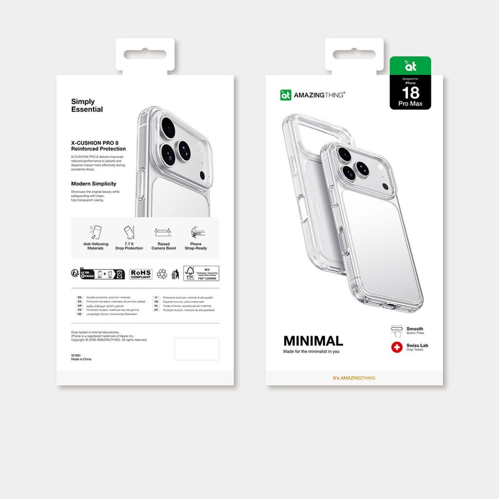 AmazingThing Minimal Drop Proof 3 -kuori till iPhone 18 Pro Max - Läpinäkyvä