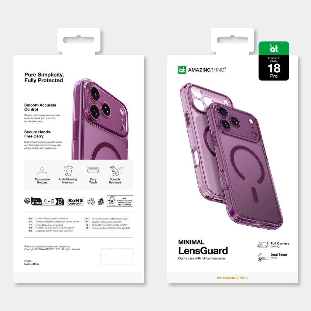 AmazingThing Minimal Mag Lens -kuori till iPhone 18 Pro - Violetti