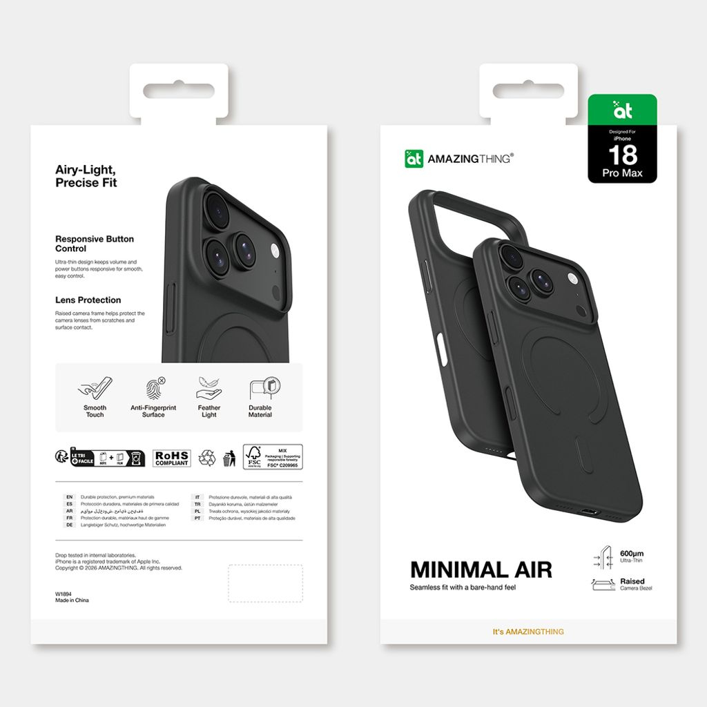 AmazingThing Minimal Air MagSafe -kuori till iPhone 18 Pro Max - Musta