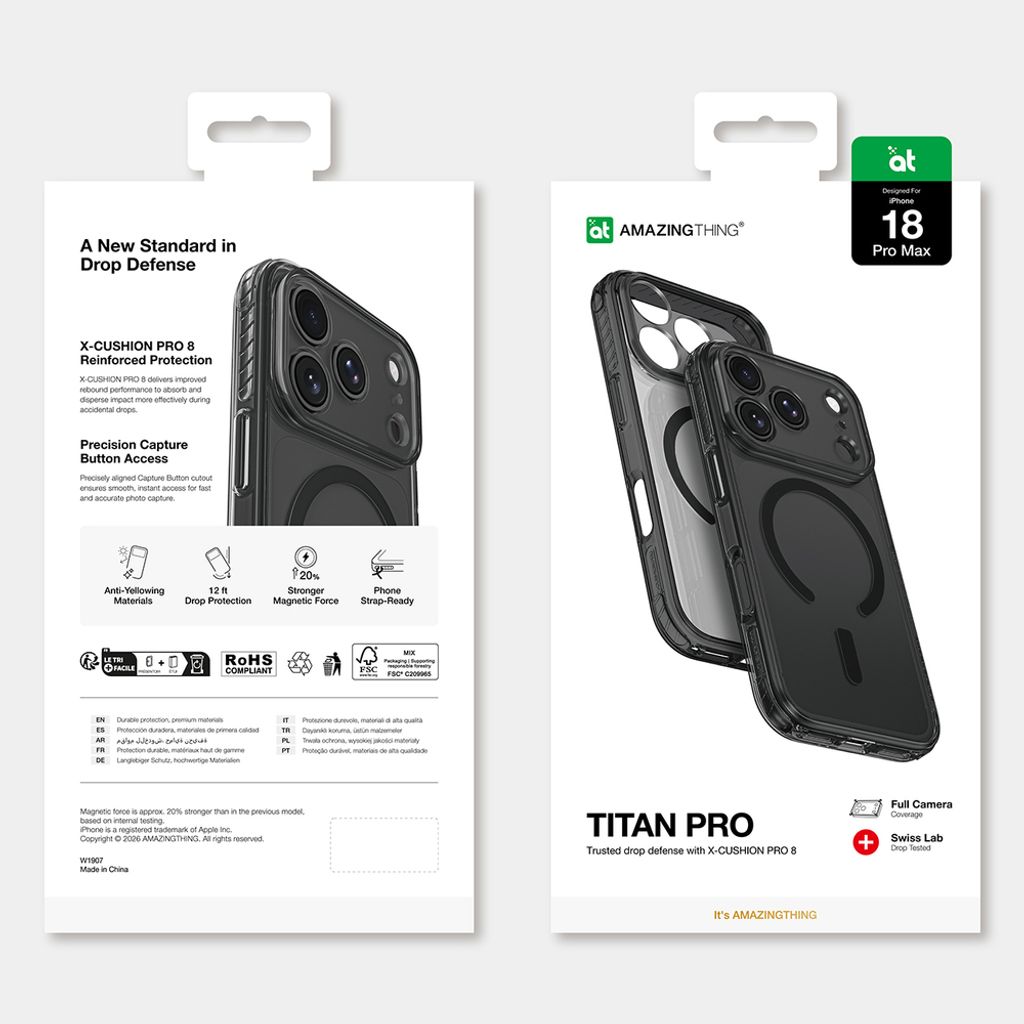 AmazingThing Titan Pro Lens MagSafe -kuori till iPhone 18 Pro Max  - Musta