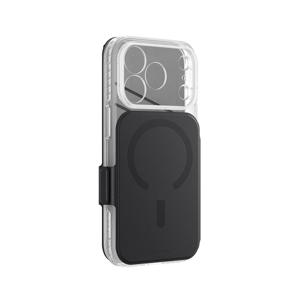 AmazingThing Titan Pro Lens Flip Set MagSafe -kuori Lompakko till iPhone 18 Pro Max - Musta