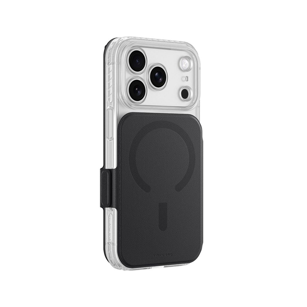 AmazingThing Titan Pro Lens Flip Set MagSafe -kuori Lompakko till iPhone 18 Pro Max - Musta