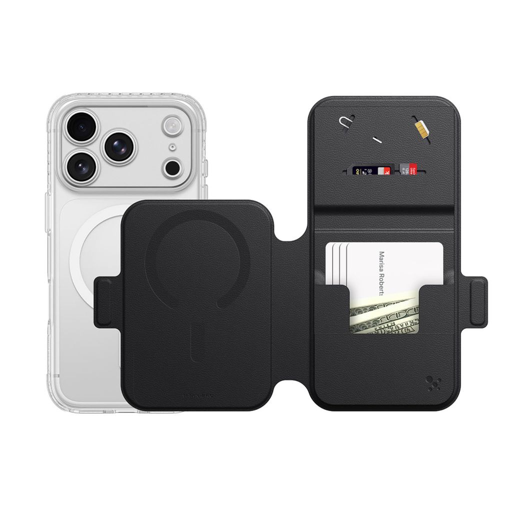 AmazingThing Titan Pro Lens Flip Set MagSafe -kuori Lompakko till iPhone 18 Pro Max - Musta