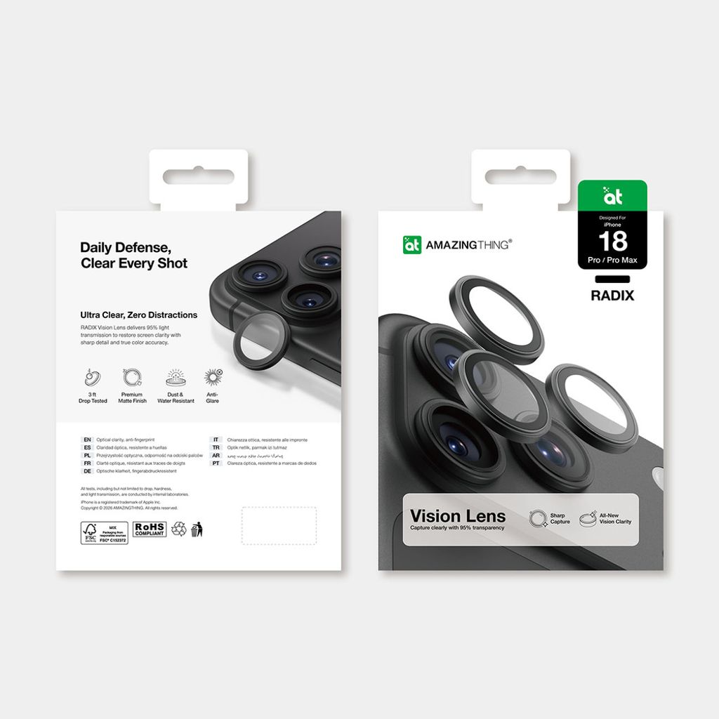 AmazingThing Radix Vision Linsebeskytter till iPhone 18 Pro/18 Pro Max - Svart