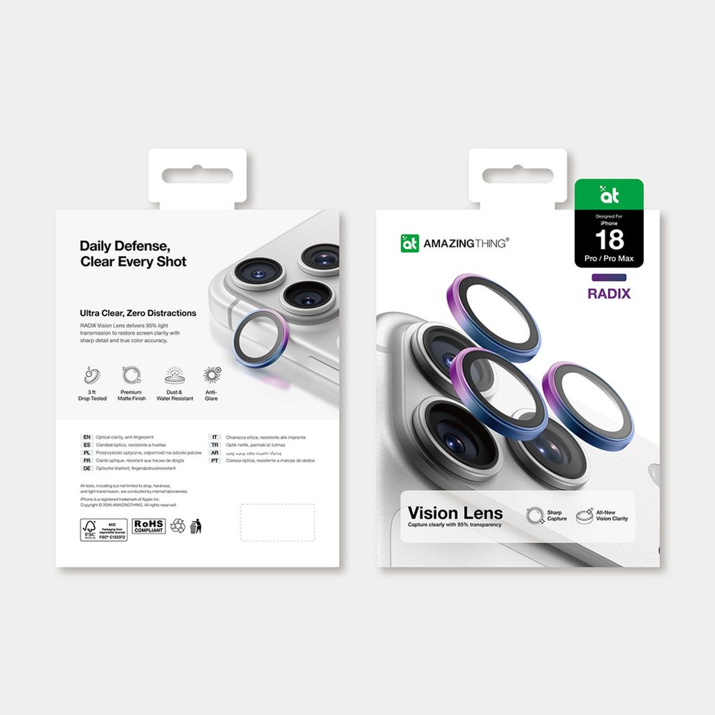AmazingThing Radix Vision Linsebeskytter till iPhone 18 Pro/18 Pro Max - Iridescent