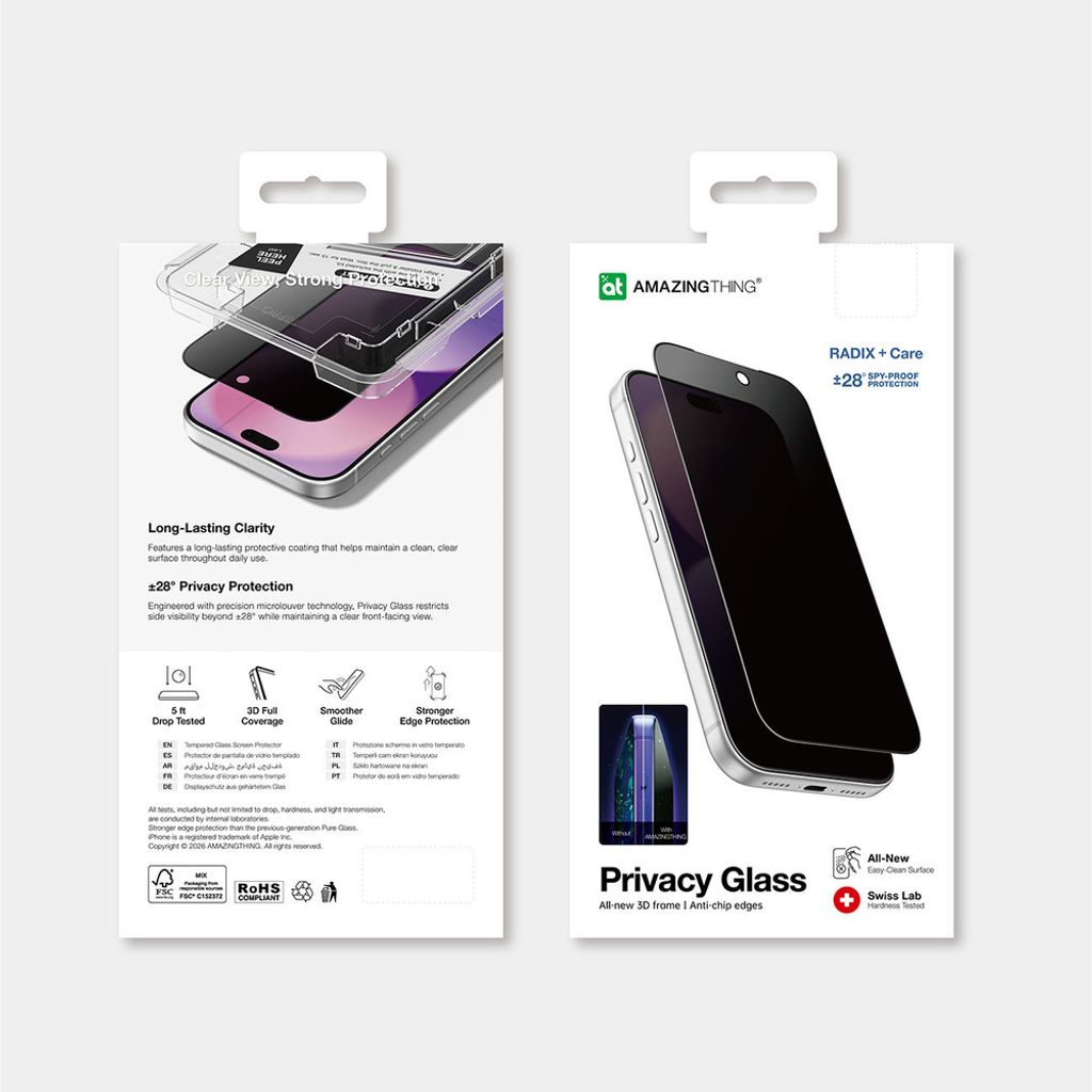 AmazingThing Radix +Care Privacy Skjermbeskytter till iPhone 18 Pro Max