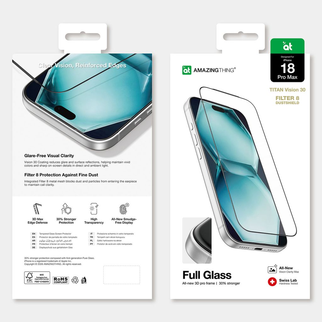 AmazingThing Titan Vision 30 Skjermbeskytter till iPhone 18 Pro Max
