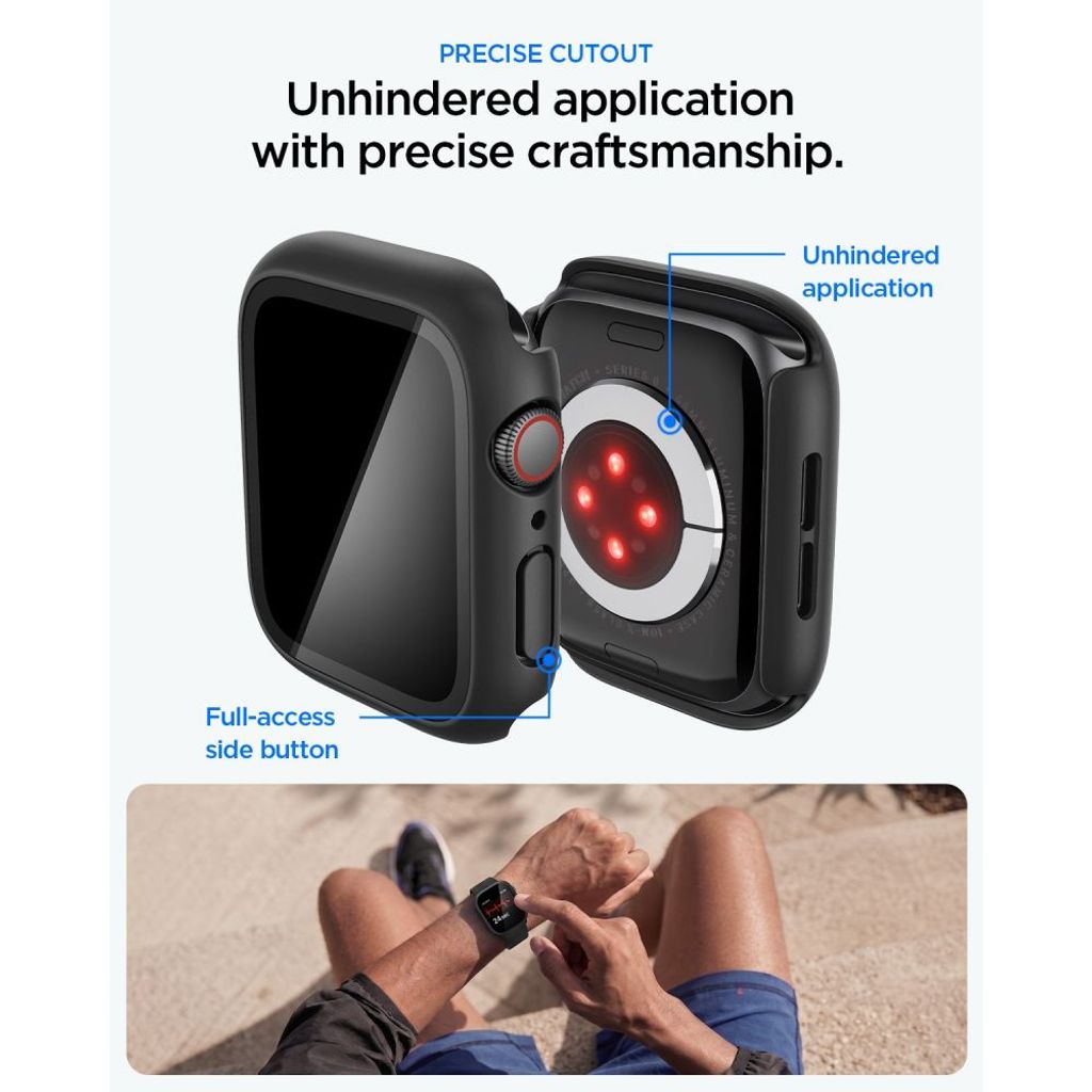 Spigen Thin Fit 360 kuori Apple Watch 44mm - Musta