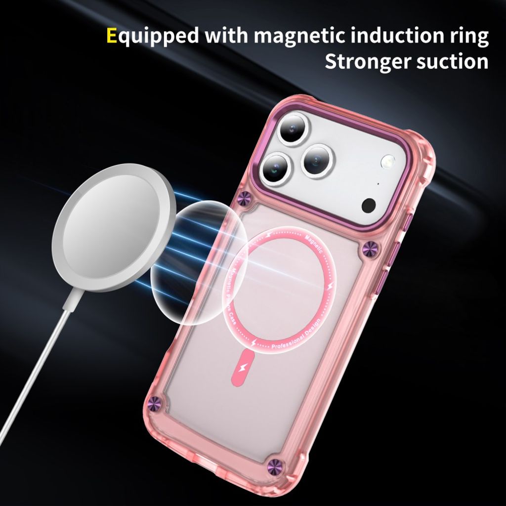 iPhone 17 Pro MagSafe-yhteensopiva Kuori - läpinäkyvä pinkki