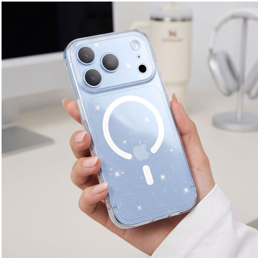 Tech-Protect FlexAir MagSafe -kuori iPhone 17 Pro/18 Pro Case:lle - Läpinäkyvä/Glitter