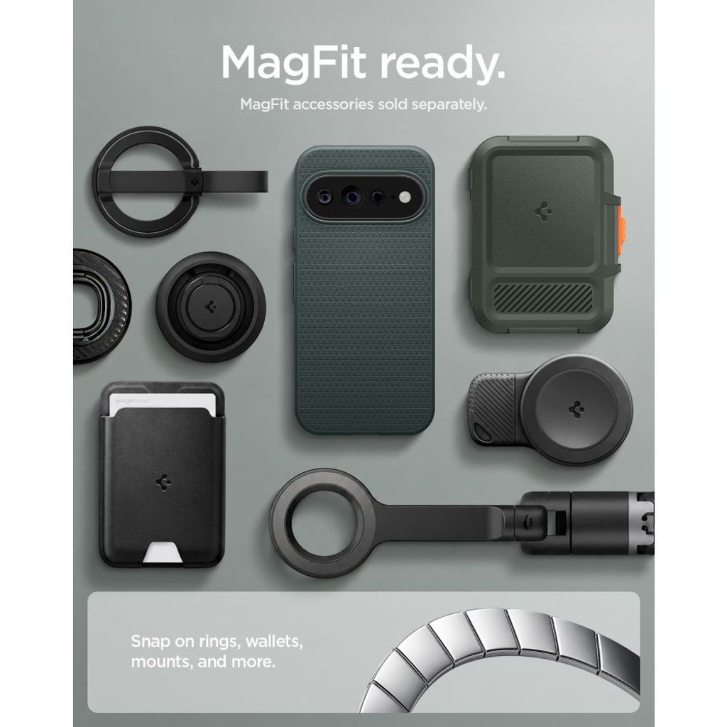 Spigen Liquid Air MagSafe -kuori till Google Pixel 11 Pro XL - Tummanvihreä