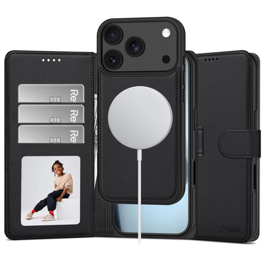 Tech-Protect Wallet MagSafe -kotelo iPhone 17 Pro Max/18 Pro Max:lle - Musta