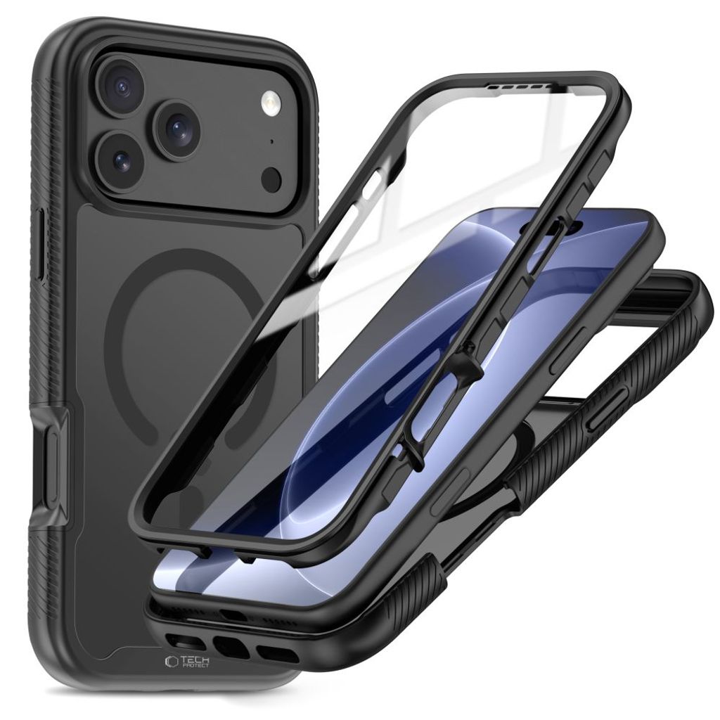 Tech-Protect Defense MagSafe -kuori  iPhone 17 Pro/18 Pro:lle - Musta