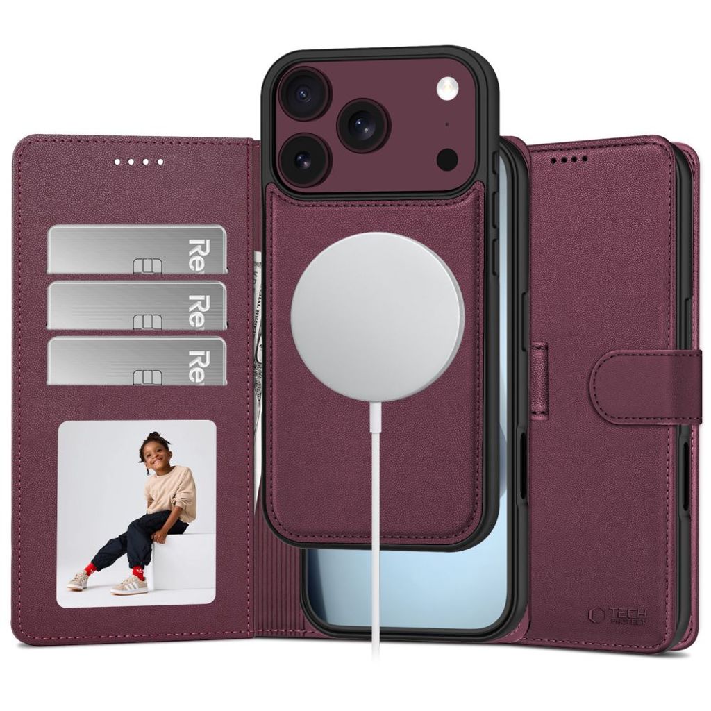 Tech-Protect Wallet MagSafe -kotelo iPhone 17 Pro/18 Pro:lle - Burgundi