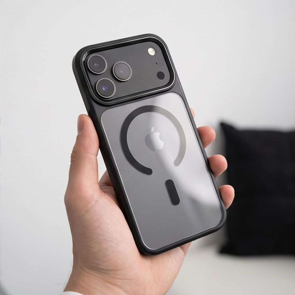 Tech-Protect Magmat MagSafe CC -kuori iPhone 17 Pro/18 Pro:lle - Läpinäkyvä/musta
