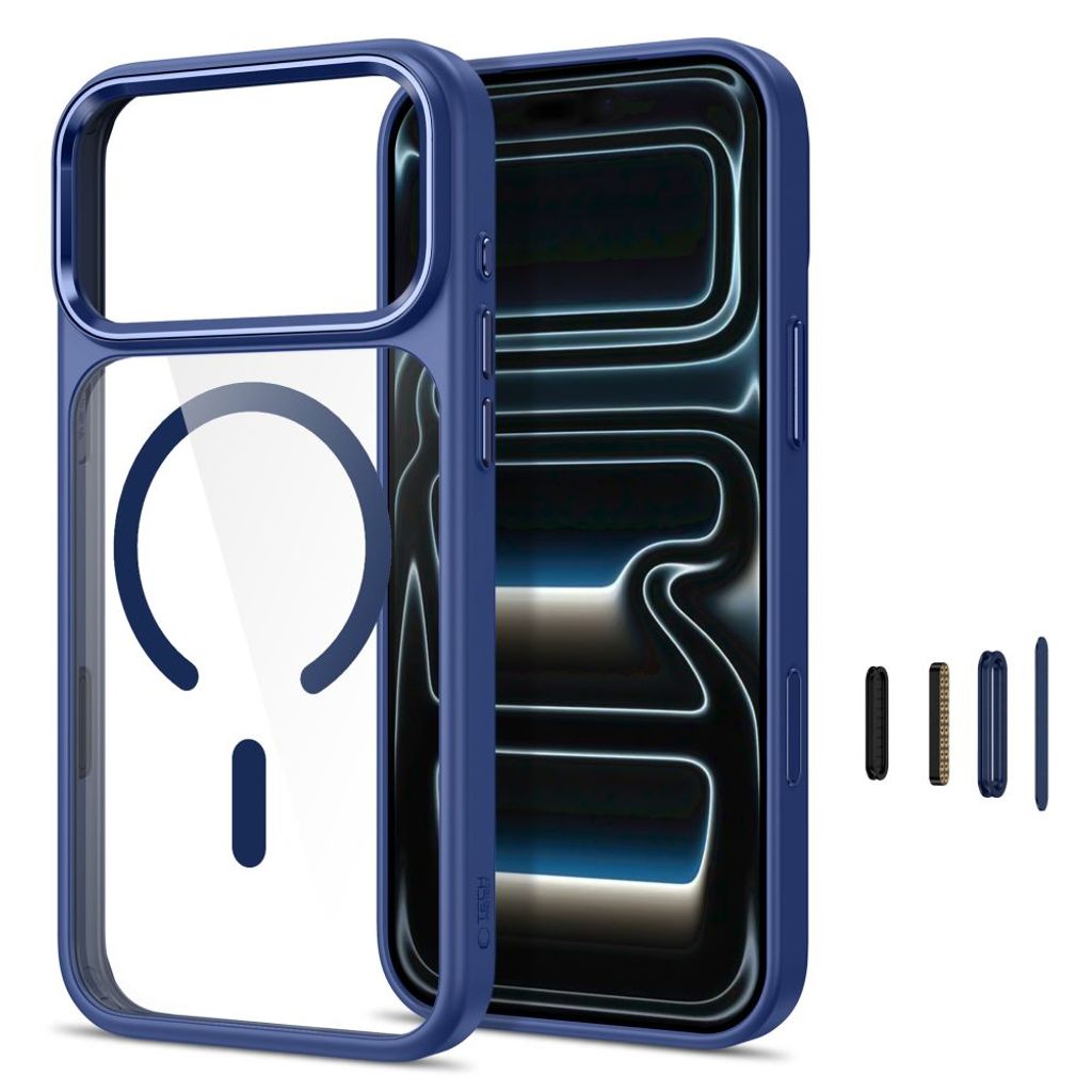 Tech-Protect Magmat MagSafe CC -kuori iPhone 17 Pro Max/18 Pro Max:lle - Läpinäkyvä/Tummansininen