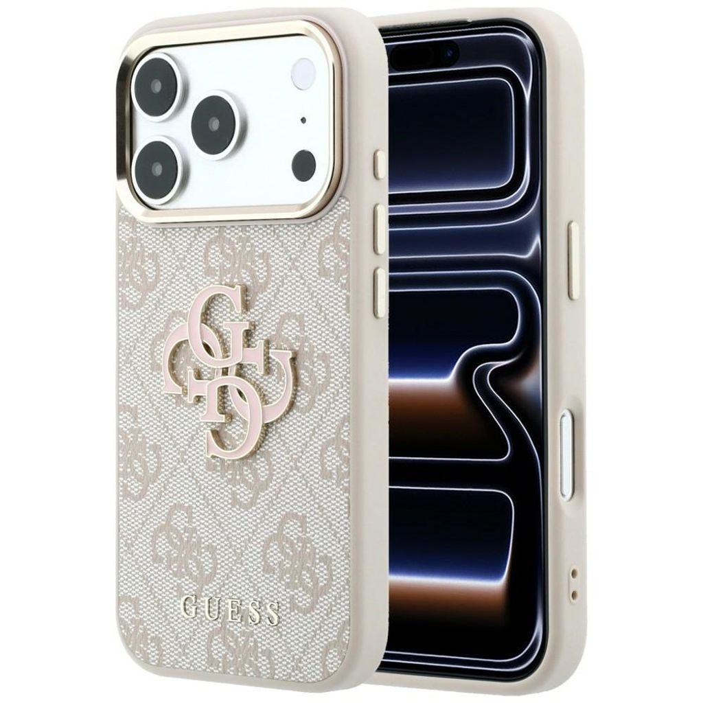 Guess 4G Big Resin Logo -kuori  iPhone 17 Pro/18 Pro:lle - Vaaleanpunainen