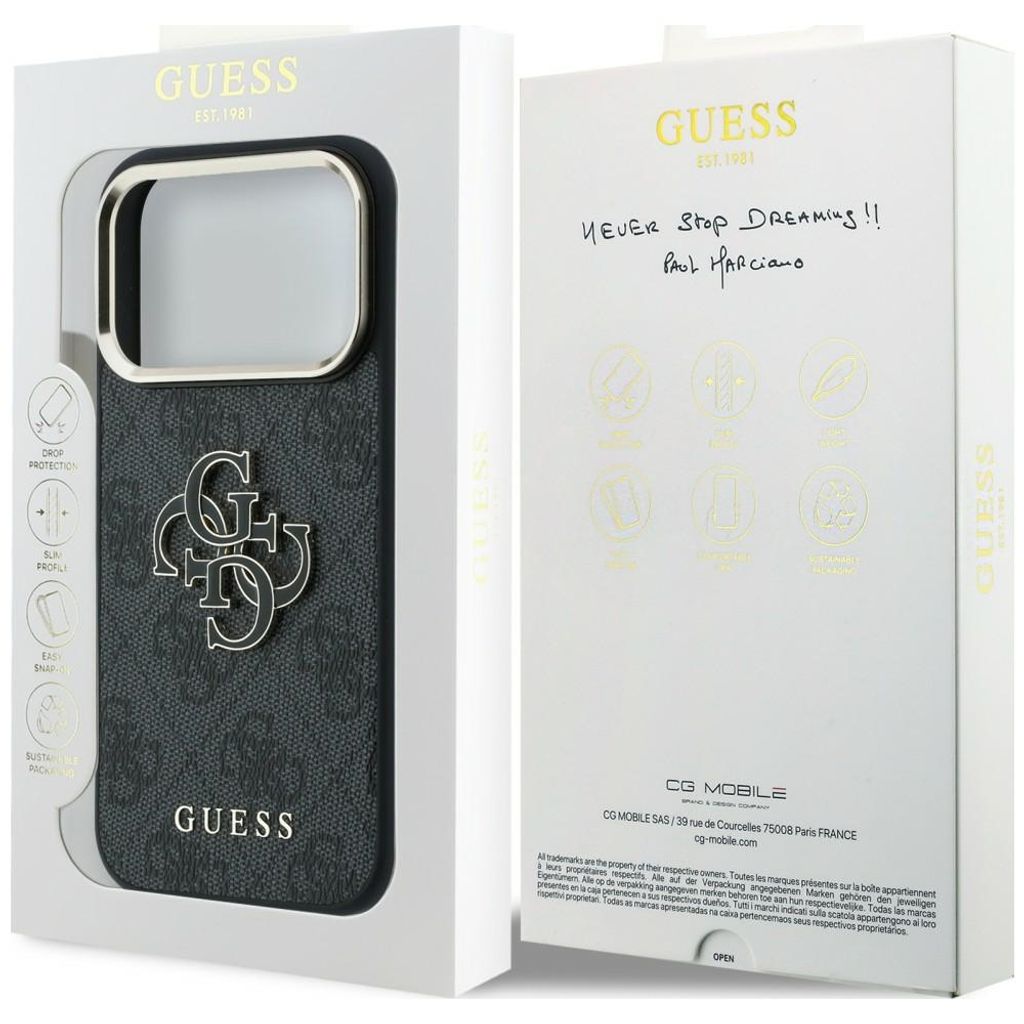 Guess 4G Big Resin Logo -kuori iPhone 17 Pro Max/18 Pro Max:lle - Musta