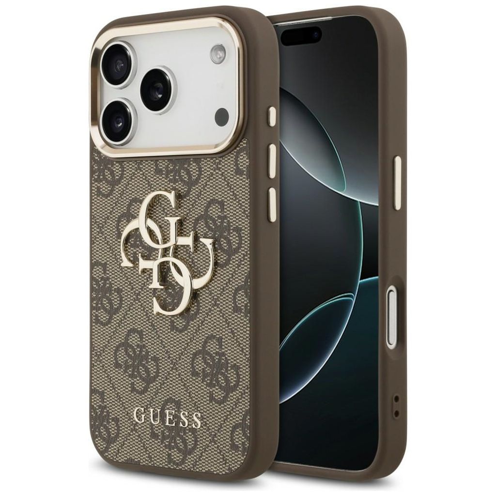 Guess 4G Big Classic Logo -kuori  iPhone 17 Pro/18 Pro:lle - Ruskea/Kulta