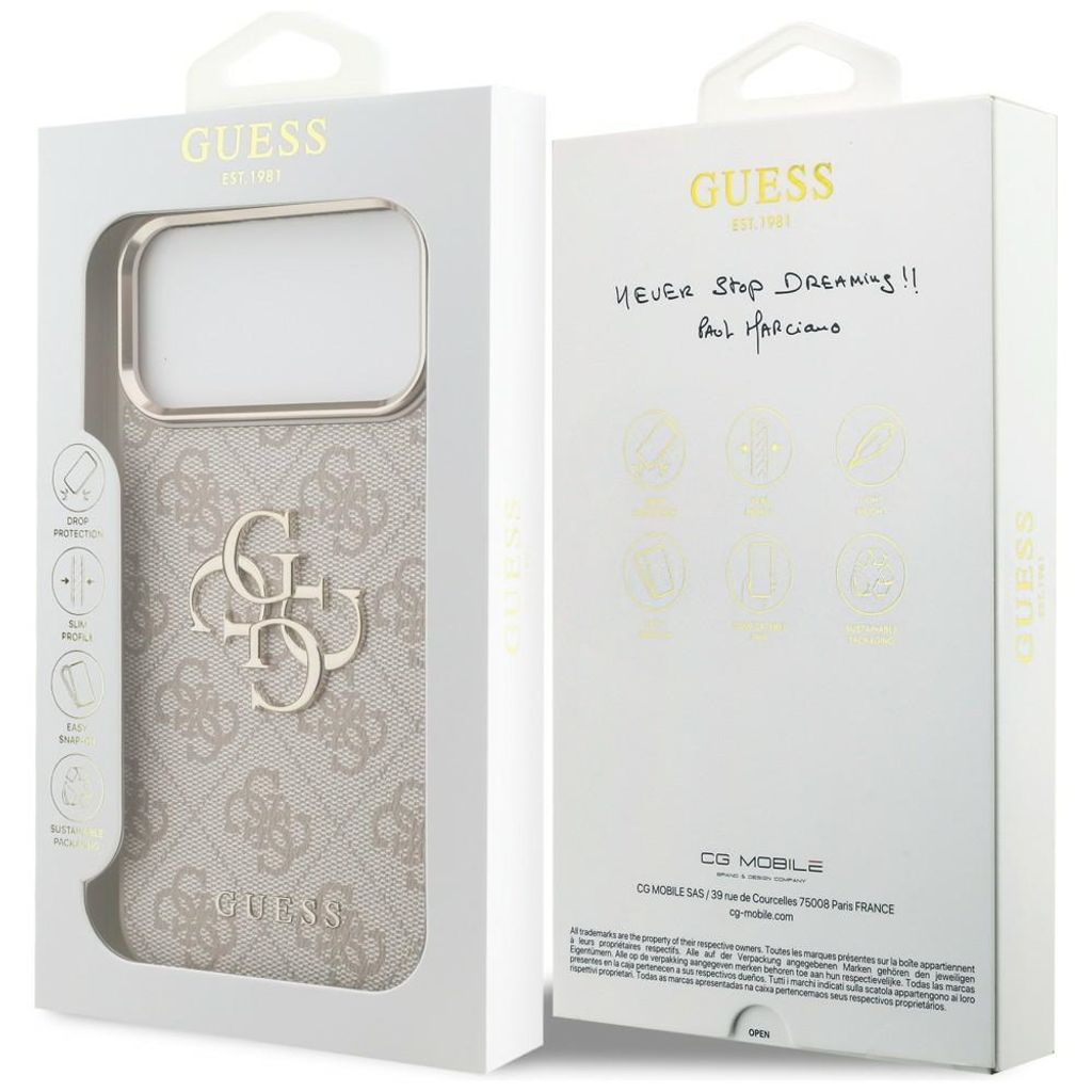 Guess 4G Big Classic Logo -kuori iPhone 17 Pro Max/18 Pro Max:lle - Ruusu kultaa