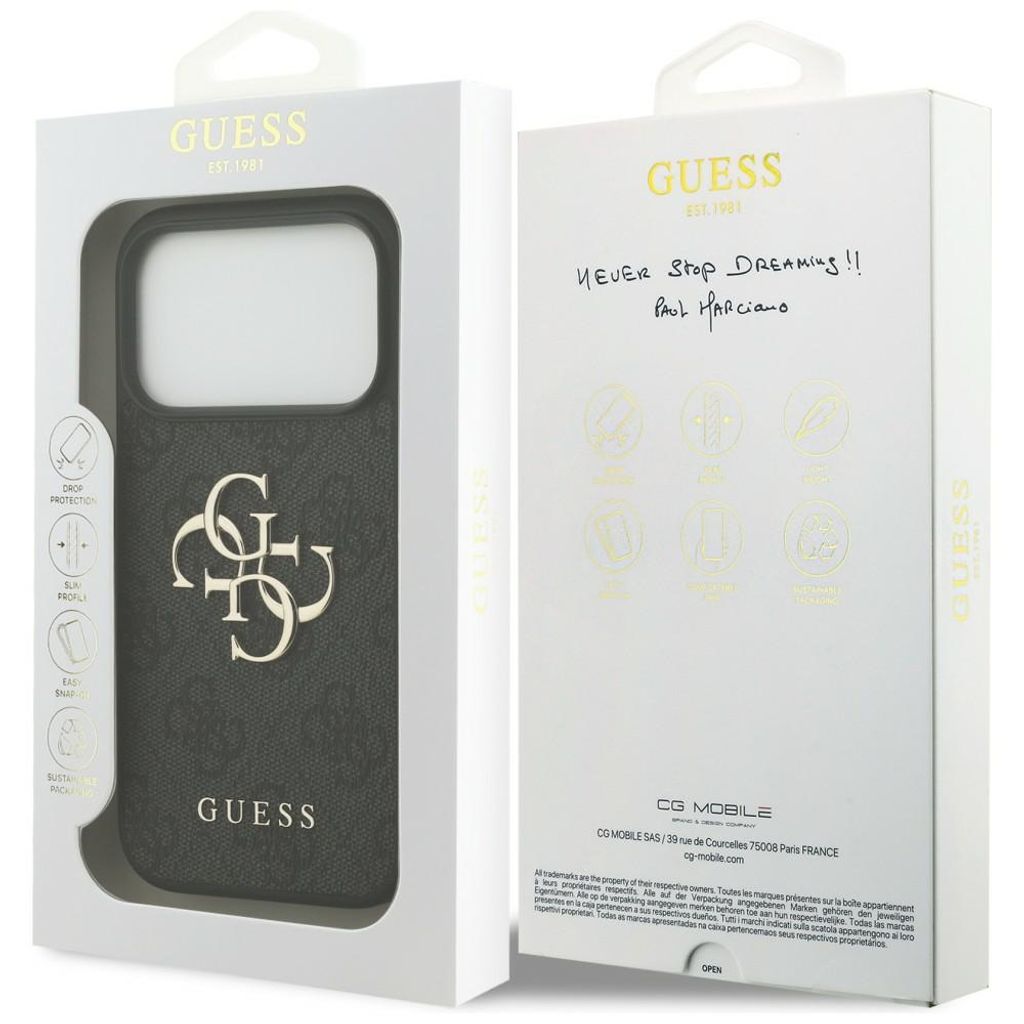 Guess 4G Big Logo -kuori iPhone 17 Pro/18 Pro:lle - Musta