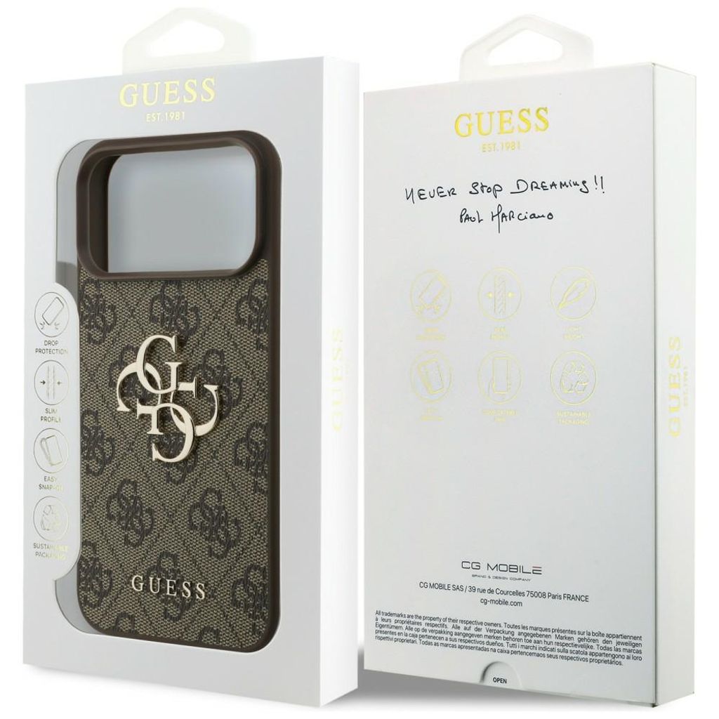 Guess 4G Big Logo -kuori iPhone 17 Pro Max/18 Pro Max:lle - Ruskea