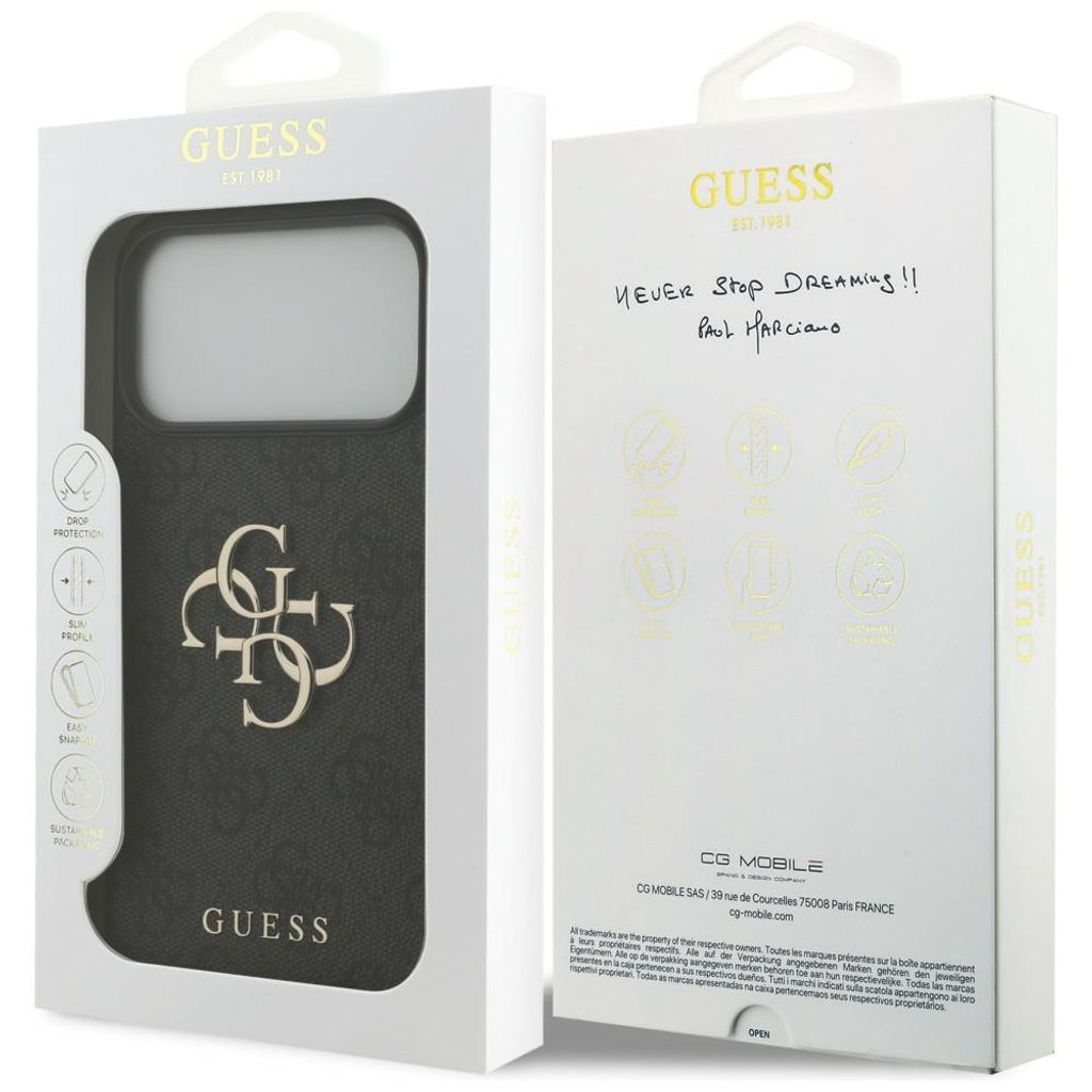 Guess 4G Big Logo -kuori iPhone 17 Pro Max/18 Pro Max:lle - Musta