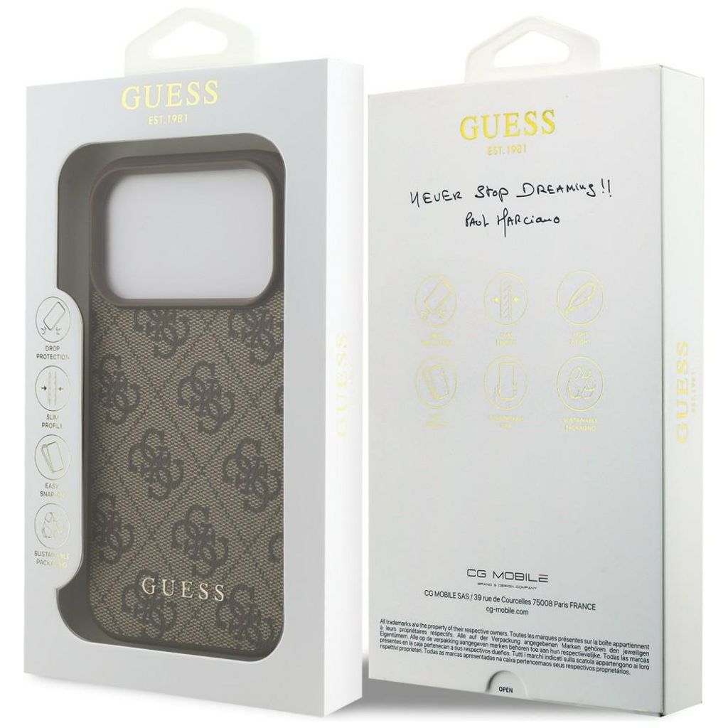 Guess 4G Classic -kuori iPhone 17 Pro/18 Pro:lle - Ruskea