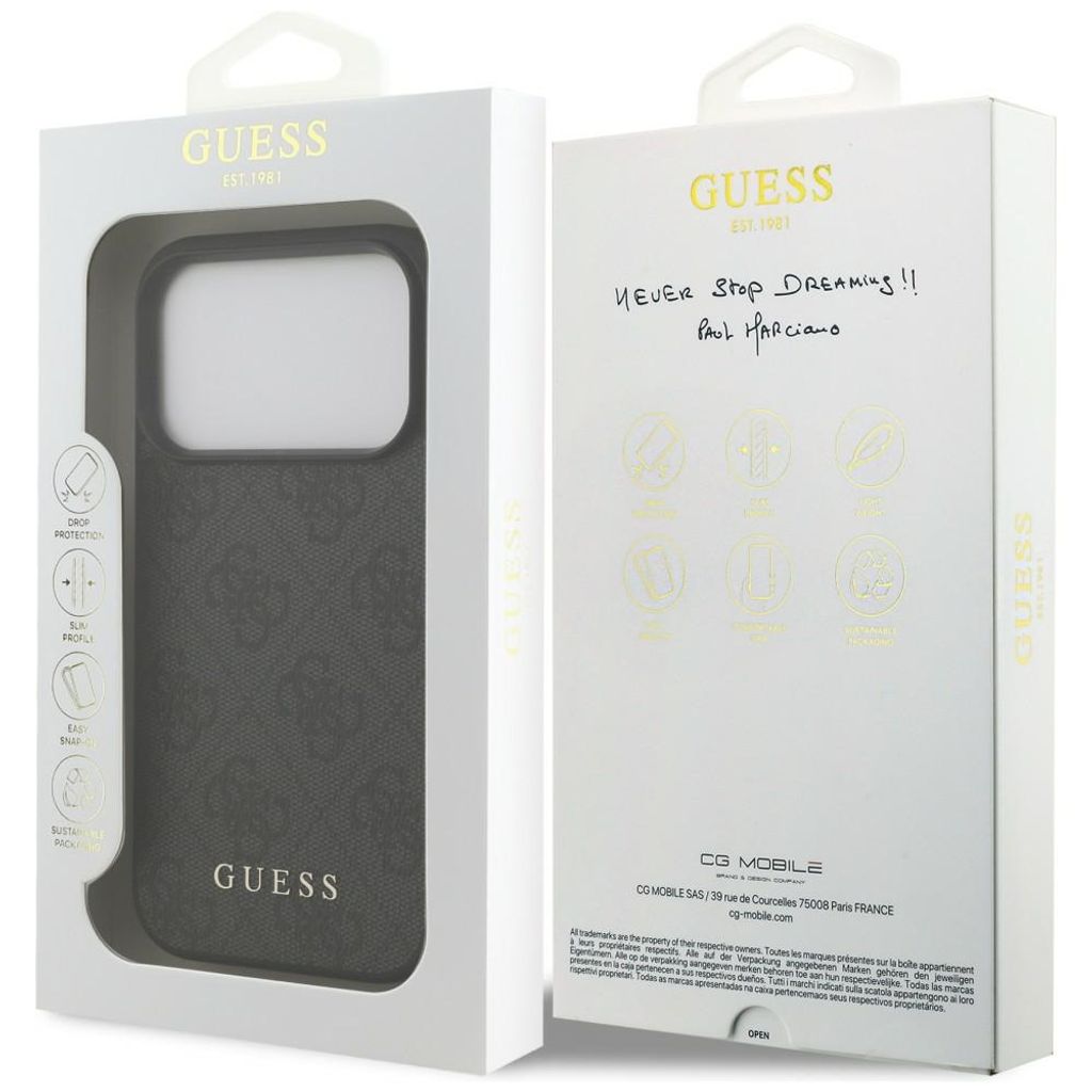 Guess 4G Classic -kuori iPhone 17 Pro/18 Pro:lle - Musta