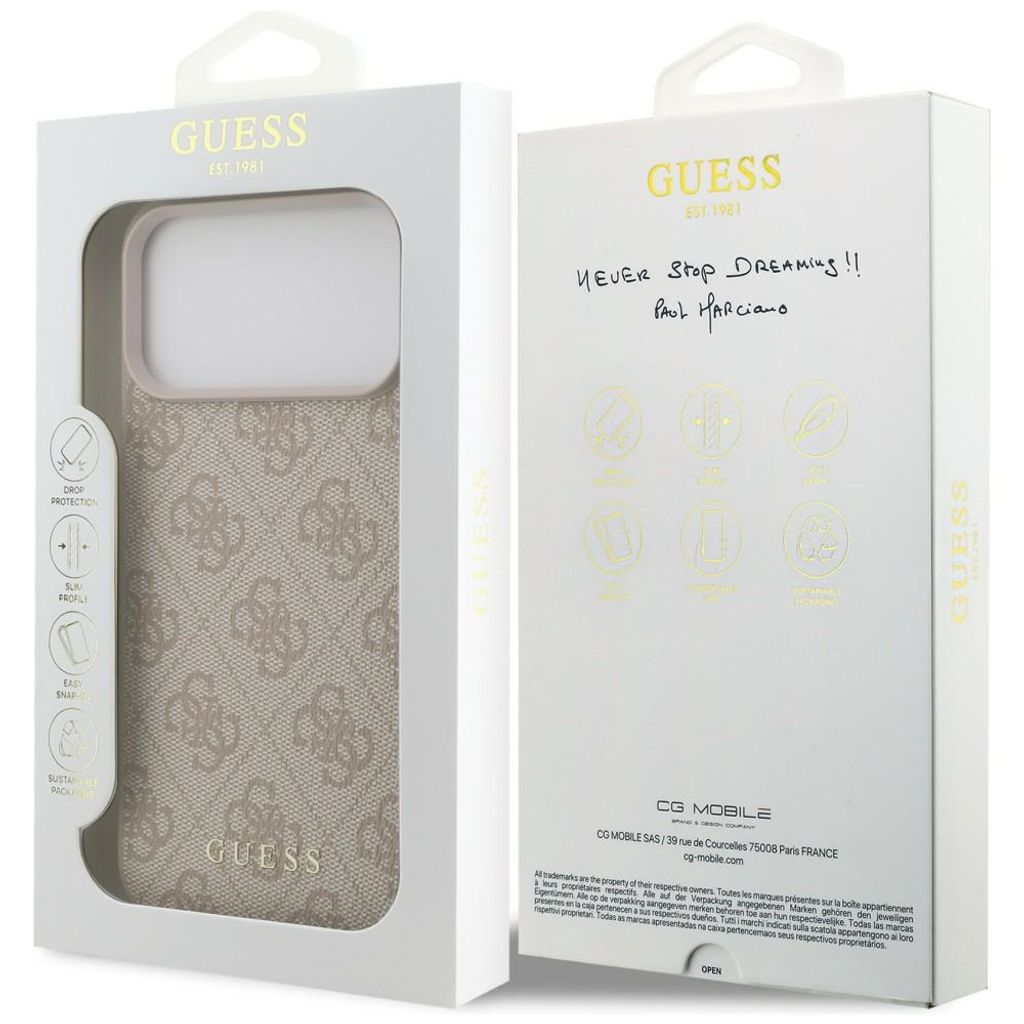 Guess 4G Classic -kuori  iPhone 17 Pro Max/18 Pro Max:lle - Vaaleanpunainen