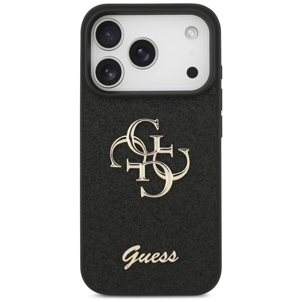 Guess Big 4G Glitter -kuori  iPhone 17 Pro/18 Pro:lle - Musta