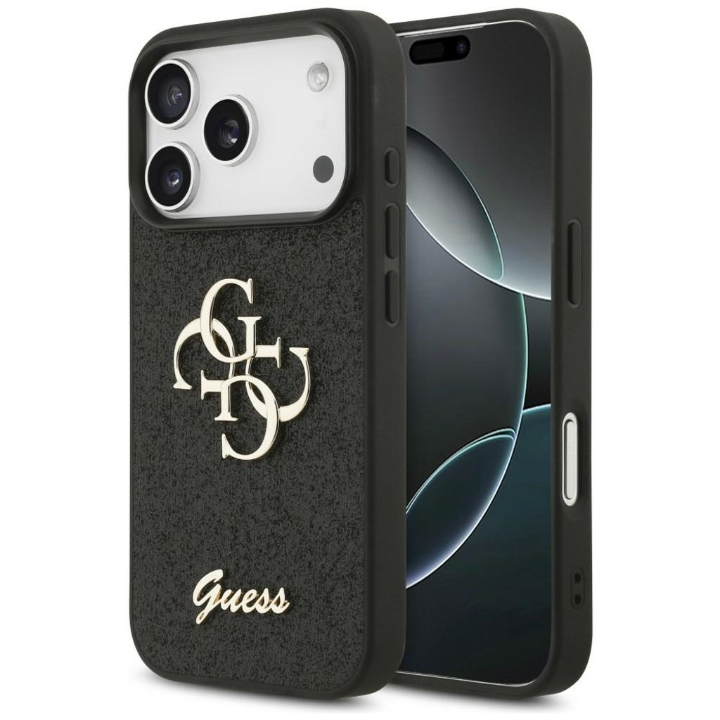 Guess Big 4G Glitter -kuori  iPhone 17 Pro/18 Pro:lle - Musta