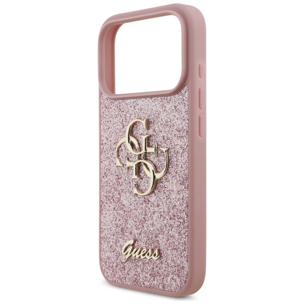 Guess Big 4G Glitter -kuori iPhone 17 Pro/18 Pro:lle - Vaaleanpunainen