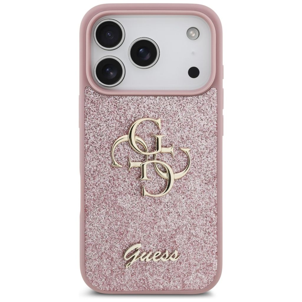 Guess Big 4G Glitter -kuori iPhone 17 Pro/18 Pro:lle - Vaaleanpunainen