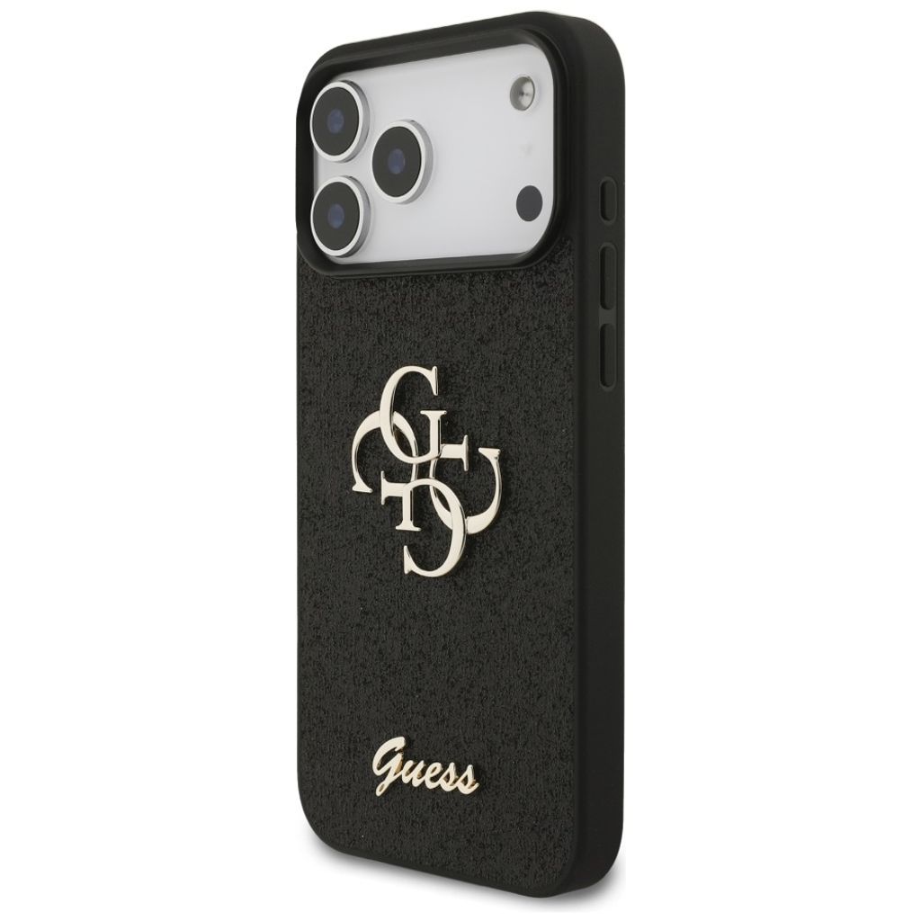 Guess Big 4G Glitter -kuori iPhone 17 Pro Max/18 Pro Max:lle - Musta