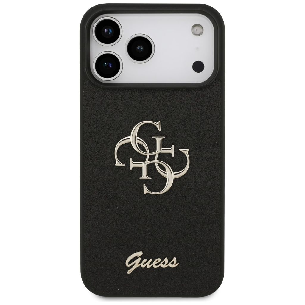 Guess Big 4G Glitter -kuori iPhone 17 Pro Max/18 Pro Max:lle - Musta